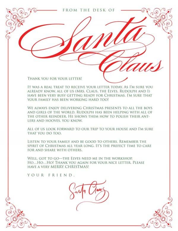Free Printable Letter from Santa 